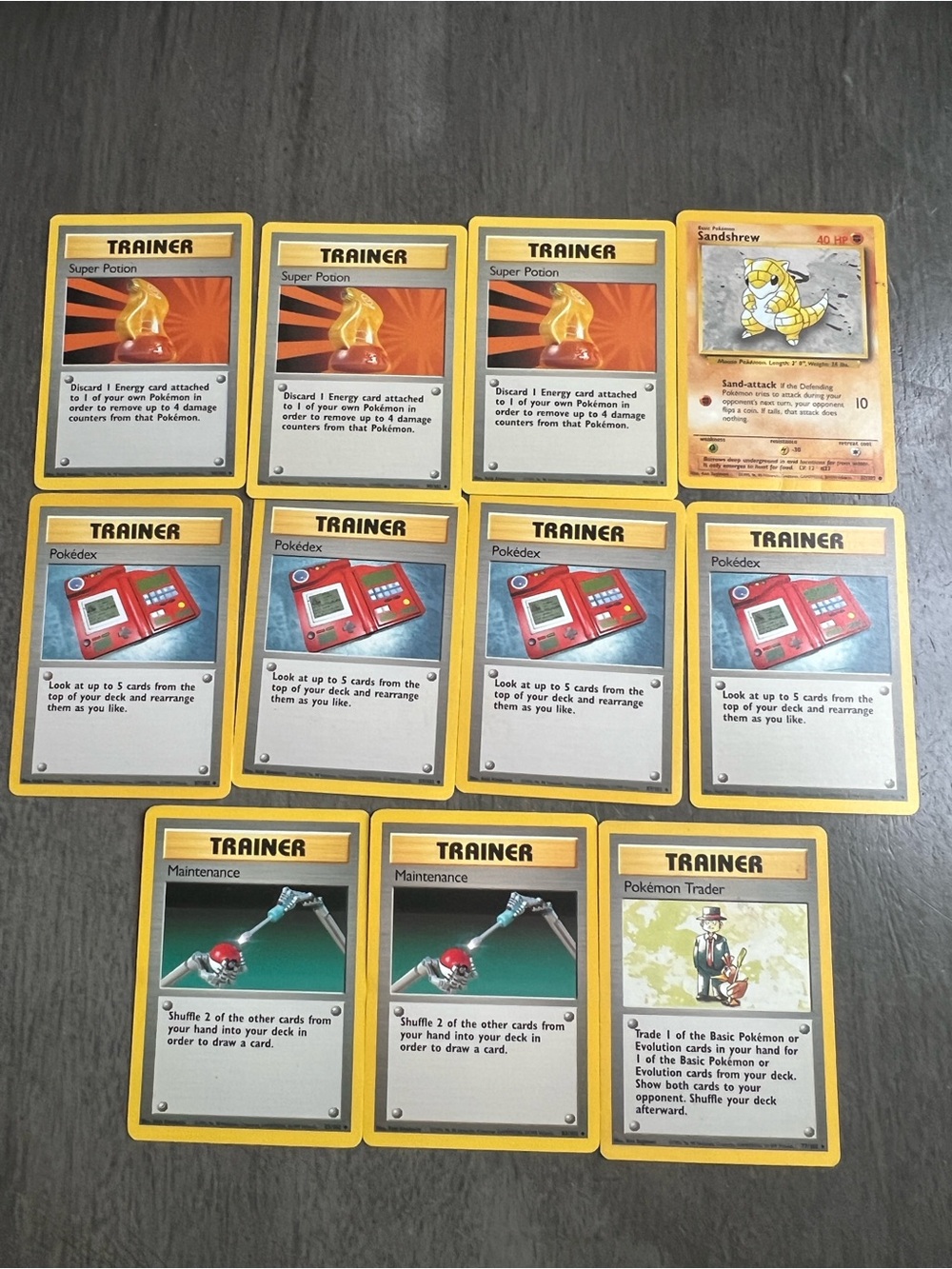 11x Vintage Pokemon Cards Lot Base Set WOTC Trainer Pokédex Super Potion Craft